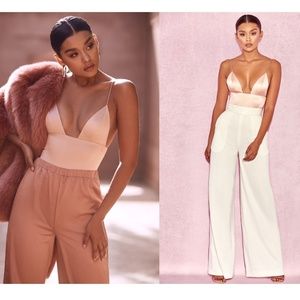 NWOT House Of CB, 'Larissa' Blush Triangle Cup Silky Jersey Bodysuit, Size S